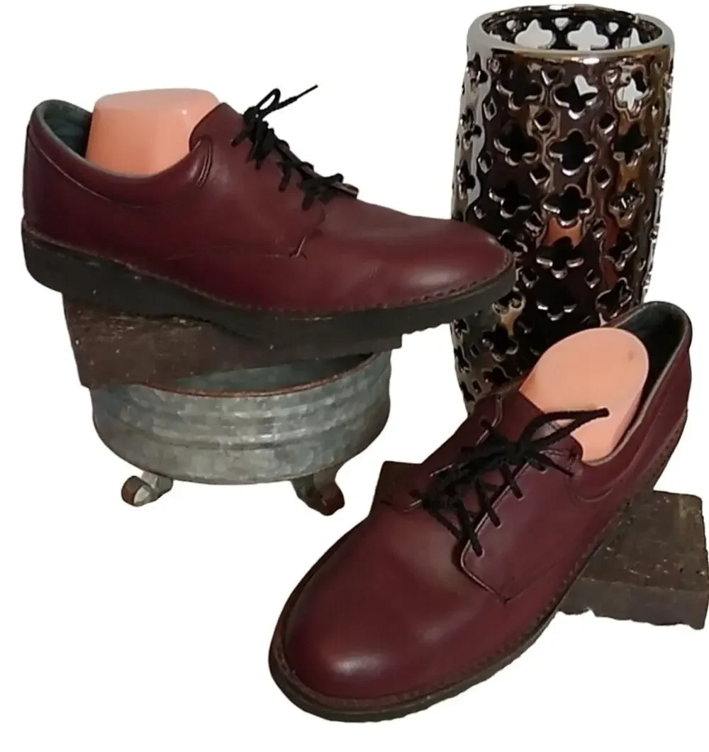 Eva Tech SZ 10 Men's Oxford Dress Shoes Reddish Brown Lightweight Leather